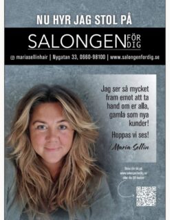 Nu har vi blivit fler ✨
Från och med idag finns Maria på plats och hyr stol hos oss.
Ni är varmt välkomna att boka tid på www.salongenfordig.se eller ring gärna på 0660-98 100 så hjälper vi dig.