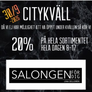 Imorgon är det Citykväll i stan! 🤩
20% på alla produkter hela dagen!

(Ps. Håll utkik efter fler erbjudanden under morgondagen)

Välkomna!